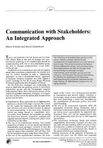 Communication with stakeholders An integrated approach