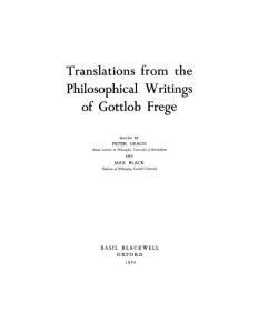 Translations from the Philosophical Writings of Gottlob Frege 弗雷格的哲学著作译本