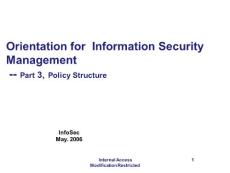 3. 信息安全管理体系培训教材Orientation on ISMS - 3. Policy Structure