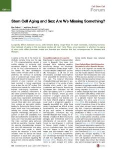 Stem Cell Aging and Sex Are We Missing Something