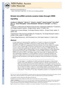 【miRNA 研究】Striatal microRNA controls cocaine intake through CREB signaling