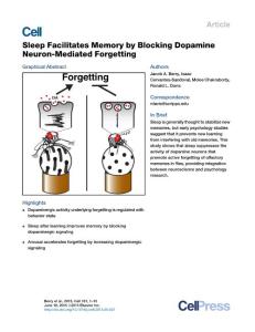 Sleep Facilitates Memory by Blocking Dopamine Neuron-Mediated Forgetting