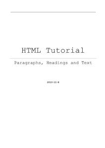 HTML - Lesson 03 - Paragraphs, Headings and Text