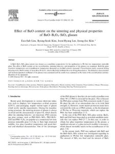 Effect of BaO content on the sintering and physical properties of BaO–B2O3–SiO2 glasses