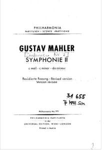 马勒【第二交响曲“复活”】总谱 Mahler Symphonie Nr 2 c moll Partitur