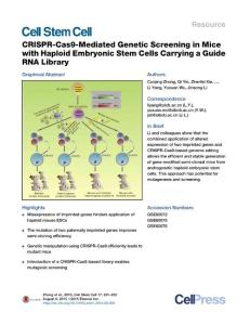CRISPR-Cas9-Mediated Genetic Screening in Mice with Haploid Embryonic Stem Cells Carrying a Guide RNA Library