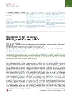 Resistance in the Ribosome RUNX1 pre-LSCs, and HSPCs