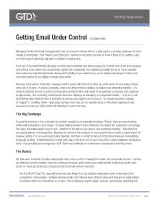 Getting Email Under Control – by David Allen