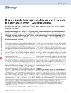 ni.3294-Group 2 innate lymphoid cells license dendritic cells to potentiate memory TH2 cell responses