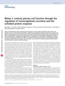 ni.3348-Blimp-1 controls plasma cell function through the regulation of immunoglobulin secretion and the unfolded protein response