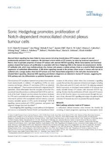 ncb3327-Sonic Hedgehog promotes proliferation of Notch-dependent monociliated choroid plexus tumour cells