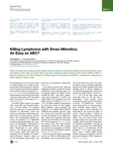 Cancer Cell-2016-Killing Lymphoma with Smac-Mimetics- As Easy as ABC?