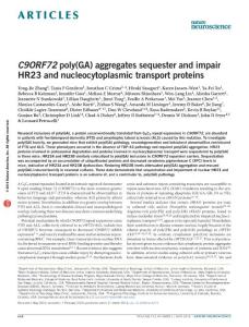 nn.4272-C9ORF72 poly(GA) aggregates sequester and impair HR23 and nucleocytoplasmic transport proteins