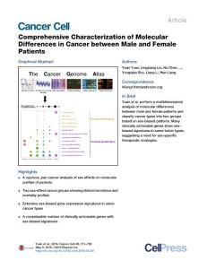 Cancer Cell-2016-Comprehensive Characterization of Molecular Differences in Cancer between Male and Female Patients