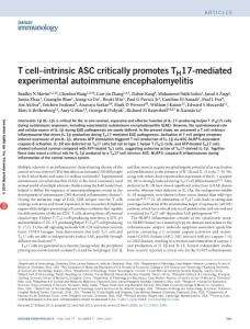 ni.3389-T cell–intrinsic ASC critically promotes TH17-mediated experimental autoimmune encephalomyelitis