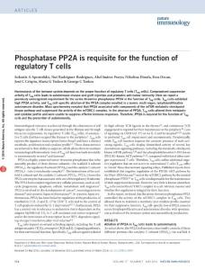 ni.3390-Phosphatase PP2A is requisite for the function of regulatory T cells