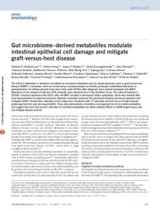 ni.3400-Gut microbiome–derived metabolites modulate intestinal epithelial cell damage and mitigate graft-versus-host disease