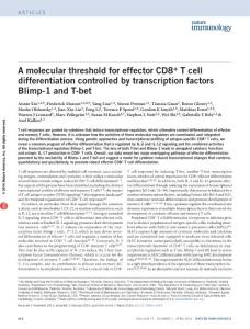 ni.3410-A molecular threshold for effector CD8+ T cell differentiation controlled by transcription factors Blimp-1 and T-bet