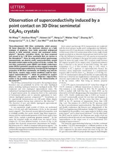nmat4456-Observation of superconductivity induced by a point contact on 3D Dirac semimetal Cd3As2 crystals