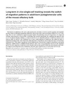 cr201655a-Long-term in vivo single-cell tracking reveals the switch of migration patterns in adult-born juxtaglomerular cells of the mouse olfactory bulb