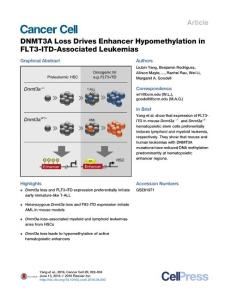 Cancer Cell-2016-DNMT3A Loss Drives Enhancer Hypomethylation in FLT3-ITD-Associated Leukemias