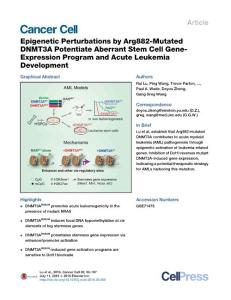 Cancer Cell-2016-Epigenetic Perturbations by Arg882-Mutated DNMT3A Potentiate Aberrant Stem Cell Gene- Expression Program and Acute Leukemia Development