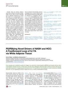 Cancer Cell-2016-P(URI)fying Novel Drivers of NASH and HCC- A Feedforward Loop of IL17A via White Adipose Tissue