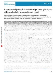 nchembio.2104-A conserved phosphatase destroys toxic glycolytic side products in mammals and yeast