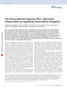 ni.3486-The transcriptional repressor Hes1 attenuates inflammation by regulating transcription elongation