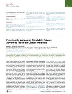 Cancer Cell-2016-Functionally Assessing Candidate Drivers Advances Precision Cancer Medicine