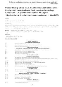 【德国法律法规】(Gentechnik-Sicherheitsverordnung - GenTSV)基因工程安全法