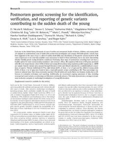Genome Res.-2016-Methner-1170-7-Postmortem genetic screening for the identification, verification, and reporting of genetic variants contributing to the sudden death of the young