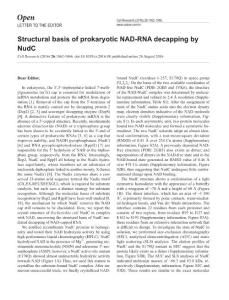 cr201698a-Structural basis of prokaryotic NAD-RNA decapping by NudC