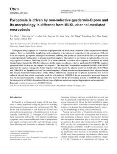 cr2016100a-Pyroptosis is driven by non-selective gasdermin-D pore and its morphology is different from MLKL channel-mediated necroptosis