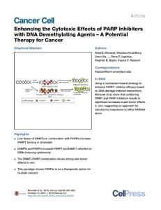 Cancer Cell-2016-Enhancing the Cytotoxic Effects of PARP Inhibitors with DNA Demethylating Agents – A Potential Therapy for Cancer