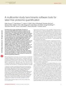nbt.3685-A multicenter study benchmarks software tools for label-free proteome quantification