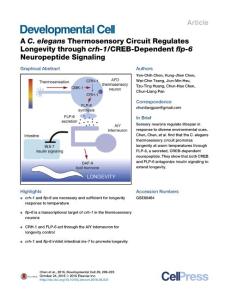 Developmental Cell-2016-A C. elegans Thermosensory Circuit Regulates Longevity through crh-1-CREB-Dependent flp-6 Neuropeptide Signaling