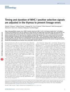 ni.3560-Timing and duration of MHC I positive selection signals are adjusted in the thymus to prevent lineage errors