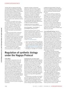 nbt.3716-Regulation of synthetic biology under the Nagoya Protocol