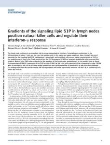 ni.3619-Gradients of the signaling lipid S1P in lymph nodes position natural killer cells and regulate their interferon-γ response