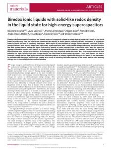 nmat4808-Biredox ionic liquids with solid-like redox density in the liquid state for high-energy supercapacitors