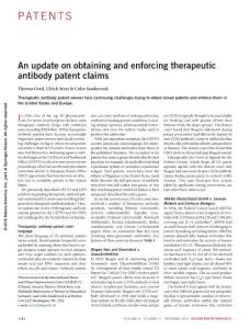 nbt.3735-An update on obtaining and enforcing therapeutic antibody patent claims