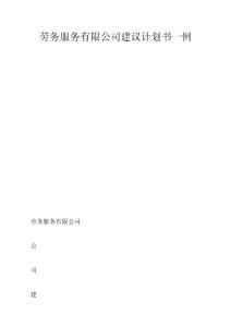 劳务服务有限公司建议计划书一例