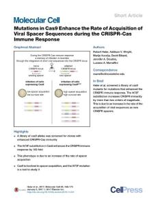 Molecular Cell-2017-Mutations in Cas9 Enhance the Rate of Acquisition of Viral Spacer Sequences during the CRISPR-Cas Immune Response