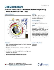 Cell Metabolism-2017-Nuclear Proteomics Uncovers Diurnal Regulatory Landscapes in Mouse Liver