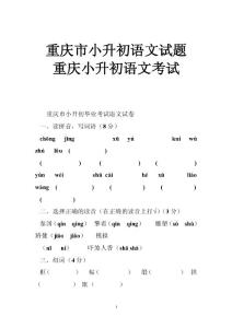 重庆市小升初语文试题 重庆小升初语文考试