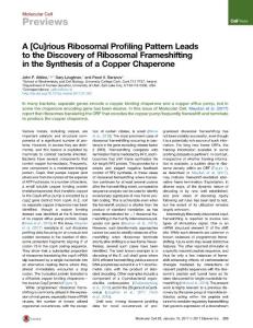 Molecular Cell-2017-A [Cu]rious Ribosomal Profiling Pattern Leads to the Discovery of Ribosomal Frameshifting in the Synthesis of a Copper Chaperone