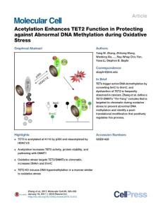 Molecular Cell-2017-Acetylation Enhances TET2 Function in Protecting against Abnormal DNA Methylation during Oxidative Stress