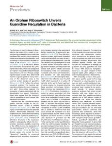 Molecular Cell-2017-An Orphan Riboswitch Unveils Guanidine Regulation in Bacteria