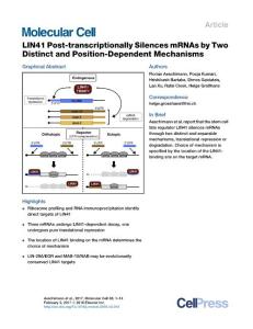 Molecular Cell-2017-LIN41 Post-transcriptionally Silences mRNAs by Two Distinct and Position-Dependent Mechanisms